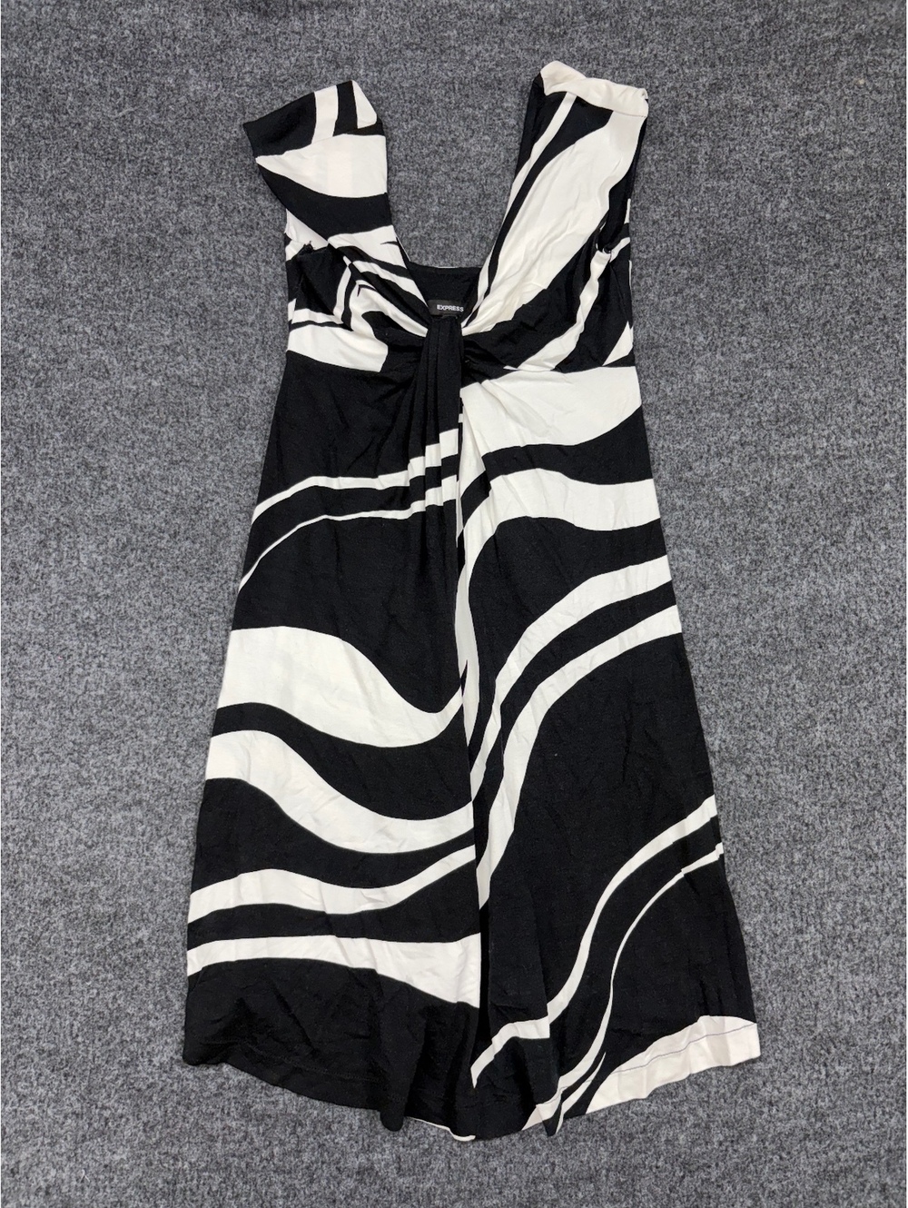 Express Women's Black and White Patterned Dress XS